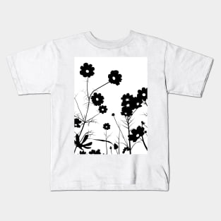 Black and white daisy meadow Kids T-Shirt